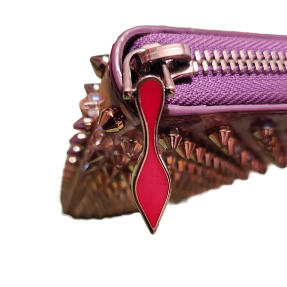 Christian Louboutin Pannetone purple gold metallic stud zip wallet - Picture 4 of 16